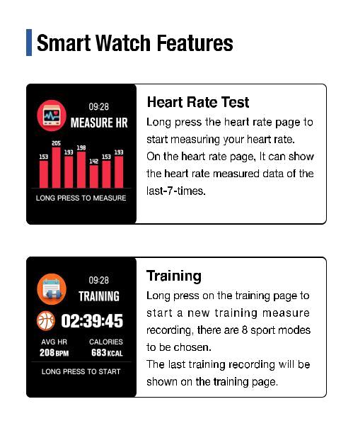 Λειτουργίες Smart watch Στο μενού Heart rate πατήστε παρατεταμένα για να ξεκινήσει η μέτρηση καρδιακών παλμών.