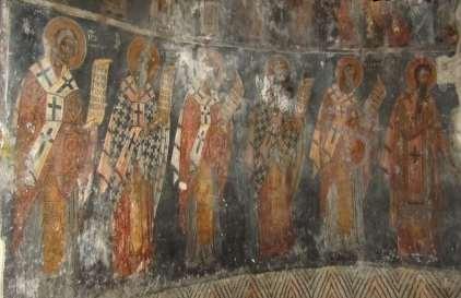 Τοιχογραφίες Αγίου Βήματος Κοιμήσεως Θεοτόκου Εικόνα 35: Τοιχογραφία Αγίου Βήματος Στο κεντρικό Άγιο Βήμα σώζονται τοιχογραφίες που χρονολογούνται στον 16 ο αιώνα και ακολουθούν από την τεχνοτροπία