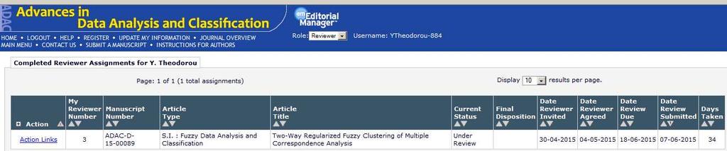 - 25 - Reviewer- (10) Paper Title: A method to find fuzzy eigenvalues and fuzzy eigenvectors of fuzzy matrix, 12-1-2012, Neural Computations & Applications, Springer-Verlag.