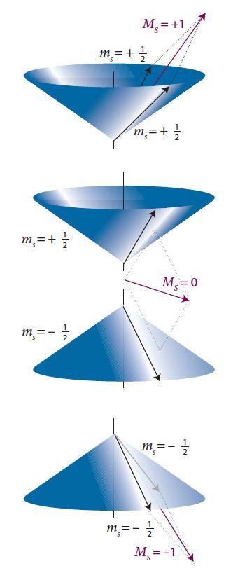 Μονές και τριπλές καταστάσεις 2 ηλεκτρόνια με συζευγμένα spin σχηματίζουν μια μονή κατάσταση (singlet state) έτσι ώστε το ολικό spin
