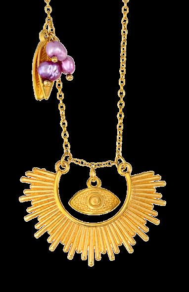 Kapari Collar Necklace Μέγεθος: 40cm Κολιέ από καλλιεργημένα μαργαριτάρια 5-6mm, ορειχάλκινο