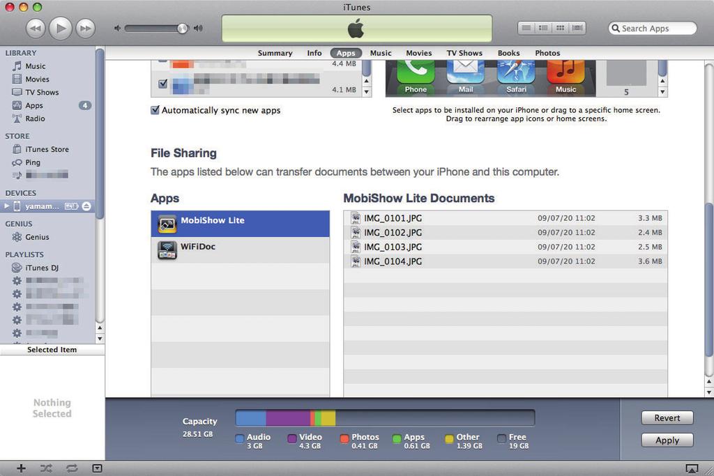 . itunes.2 (2) (1) (3) (4) (5) (ipad ) iphone (1)."Apps" (2)."MobiShow Lite" (3).MobiShow Lite PtG2 JPEG (4).[Apply] [Sync] (5).(iPad ) PtG2 JPEG. (ipad ) iphone.3. MobiShow Lite.