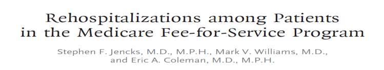 39.5 million hospital discharges per year (2003-2004) 20% of Medicare pts