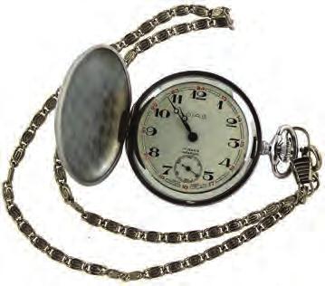 300-350 2184 A LUNSER BERLIN Ρολόι τσέπης με χρονογράφο του 1920, σε μαύρη κάσα, με την αλυσίδα του.