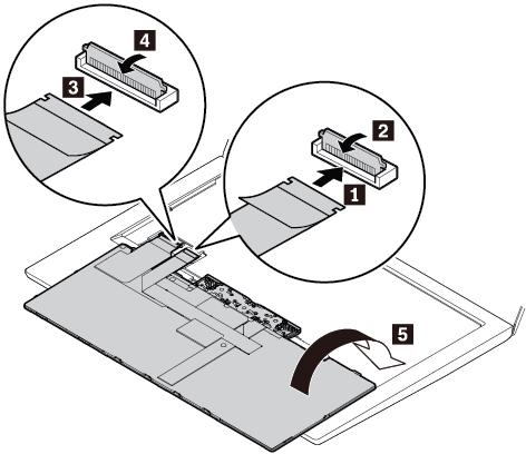 8. Τοποθετήστε το πληκτρολόγιο πάνω στο στήριγμα καρπών όπως υποδεικνύεται και αποσυνδέστε τα βύσματα.