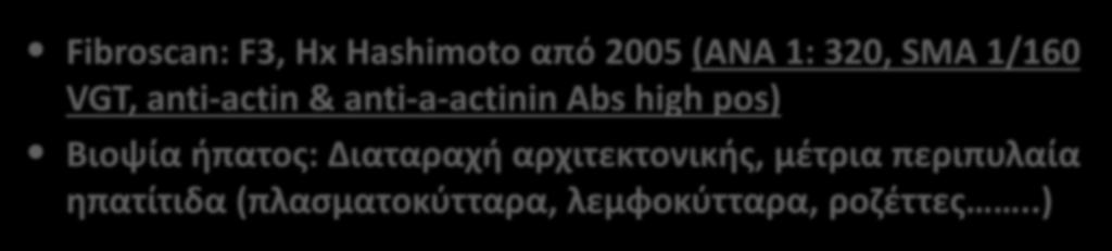 AH & Hashimoto Κλινικό παράδειγμα 3 Γυναίκα 53 ys Αναφερόμενη RA από 2003 υπό αγωγή (PRE, MTX, AZA, TNFa-blockade).