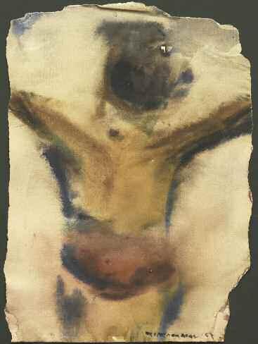 ΜΑΥΡΟΜΑΤΗΣ Στέλιος (1930) Σταυρωμένος 1967 Τέμπερα/ακουαρέλα σε χαρτί 30 25 εκ υπγρμ & χρνλγμ. κ.