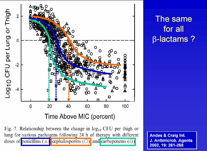 %T>MIC for static effect %T>MIC for bactericidal effect : 50%T>MIC for