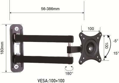 LCD/PLASMA από 32-65 " Ωφέλιμο φορτίο 45Kg Γωνία οριζόντιας κλίσης:±3 Γωνία κάθετης κλίσης: -2,12 Σετ στερέωσης για τον τοίχο και