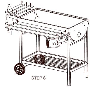 Βήμα 6 Εγκαταστήστε τα κομμάτια του μπροστινού ξύλινου τραπεζιού (12) στο στήριγμα του μπροστινού τραπεζιού (13) χρησιμοποιώντας 6 βίδες (C) και
