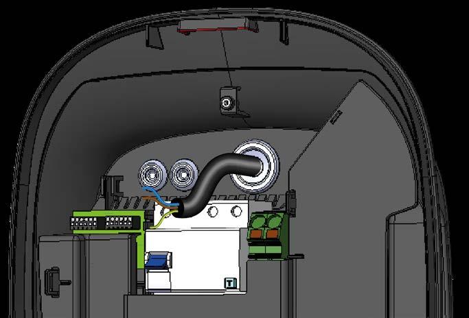 Σημείωση: Τα δύο μικρότερα ανοίγματα q που είναι κλεισμένα με δακτυλίους διέλευσης απαιτούνται για τη σύνδεση σε ένα εξωτερικό σύστημα ελέγχου φόρτισης, όπως π.χ. το Wallbox Advanced της Mercedes-Benz.