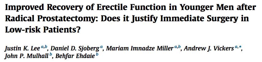 We found no evidence to support the claim that immediate RP in younger men leads to better erectile function outcomes compared with active surveillance.