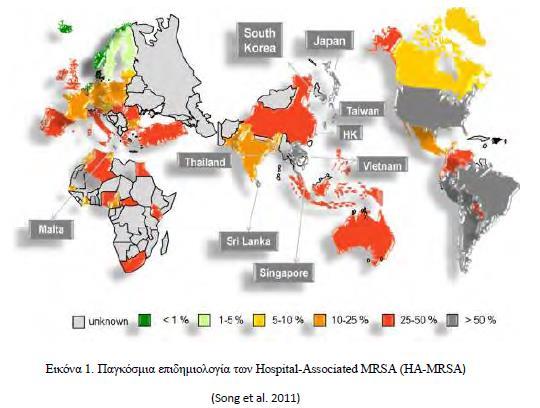 Methicillin-Resistant Staphylococcus aureus (MRSA) Όπως έχει ήδη προαναφερθεί, ο MRSA είναι ιδιαίτερα διαδεδομένος σε νοσοκομεία σε όλο τον κόσμο.