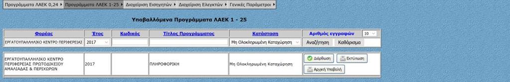 βάση την Εγκύκλιο το Εργατικό Κέντρο αναλαμβάνει ή όχι τη συγκέντρωση των στοιχείων. Καταχωρείται το Σύνολο Ωρών Καταχωρείται ο Συνολικός Αριθμός των καταρτιζομένων που θα λάβουν μέρος στο πρόγραμμα.