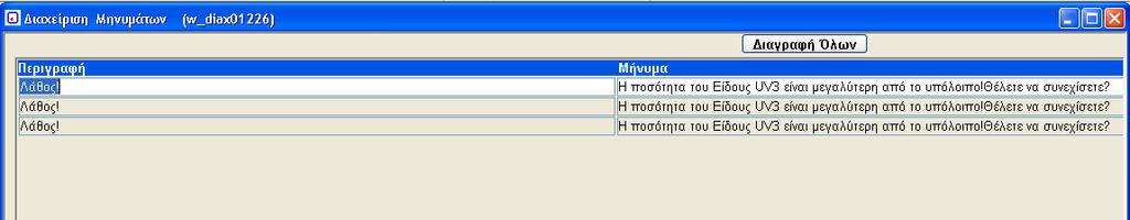 39. Διαχείριση Μηνυμάτων (w_diax01226) Εικόνα 37: Διαχείριση Μηνυμάτων (w_diax01226) Μπορεί να γίνει αλλαγή των μηνυμάτων που εμφανίζονται σε