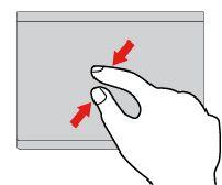 Σμίκρυνση με δύο δάχτυλα Τοποθετήστε δύο δάχτυλα στην επιφάνεια αφής και πλησιάστε το ένα στο άλλο για να εκτελέσετε σμίκρυνση.