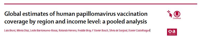 Using data accumulated by the end of 2014, 59 million females had received at least one dose of HPV vaccine (8.2% of girls aged 10-14 years; and 7.