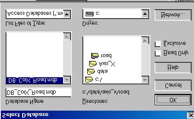 Πατήστε ΟΚ (Εικόνα 3.8). Εικόνα 3.8: Επιλογή του αρχείου της βάσης δεδοµένων για το οδικό δίκτυο 7. Ξαναεµφανίζεται το παράθυρο ODBC Microsoft Access Setup.