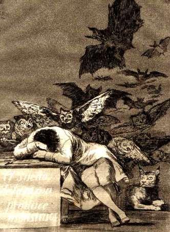 ΕΡΓΟ 4: Γκόγια «Ο ύπνος της λογικής ξυπνά τέρατα», 1796. Χαρακτικό 21,3 x 15,1 εκ.