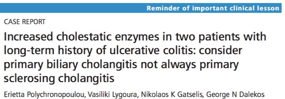 Although PSC is the most common and specific hepatobiliary manifestation among