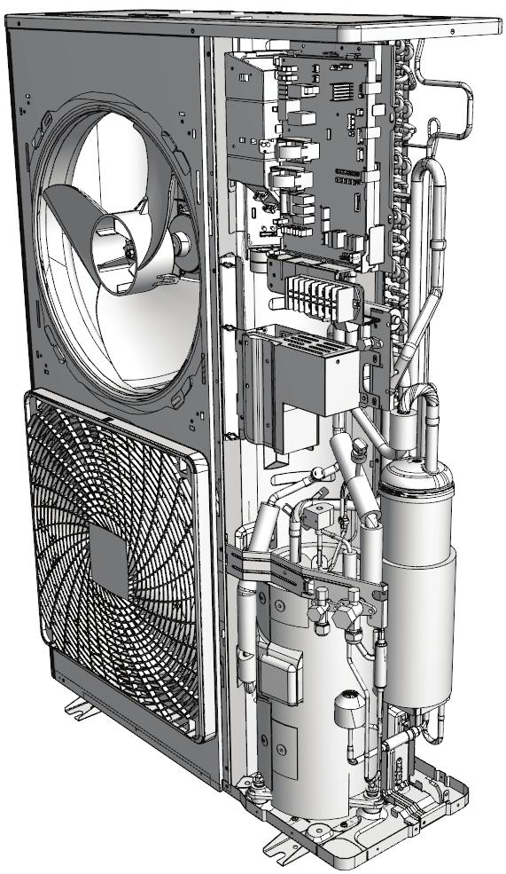 PCB Πυκνωτής Δίοδος φωτοεκπομπής (πράσινη οθόνη συντήρησης) Πηνίο αντιδραστήρα Κινητήρας (συμπιεστής) Κινητήρας (επάνω ανεμιστήρας) Κινητήρας (κάτω ανεμιστήρας) Αισθητήρας πίεσης Διακόπτης υψηλής