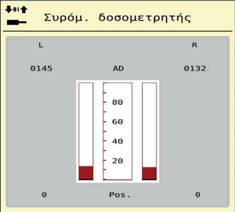 4 Χειρισμός AXIS EMC ISOBUS Παράδειγμα δοκιμής/διάγνωσης συρόμενου δοσομετρητή 1. Μεταβείτε στο μενού οκιμή/ ιάγνωση > Συρόμ. δοσομετρητής.