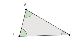 Το τετράπλευρο ΑΒΓΔ έχει γωνίε, που καθεμιά του περιέχει το τετράπλευρο. Οι γωνίε αυτέ είναι οι. που γράφονται και ω εξή : Η γωνία Â λέμε ότι περιέχεται μεταξύ των πλευρών ΑΒ και ΑΓ του τριγώνου.