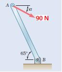 ΑΣΚΗΣΗ 3.7 Μια δύναμη μεγέθους 90 Ν εφαρμόζεται στη ράβδο ελέγχου ΑΒ, όπως φαίνεται στο σχήμα.