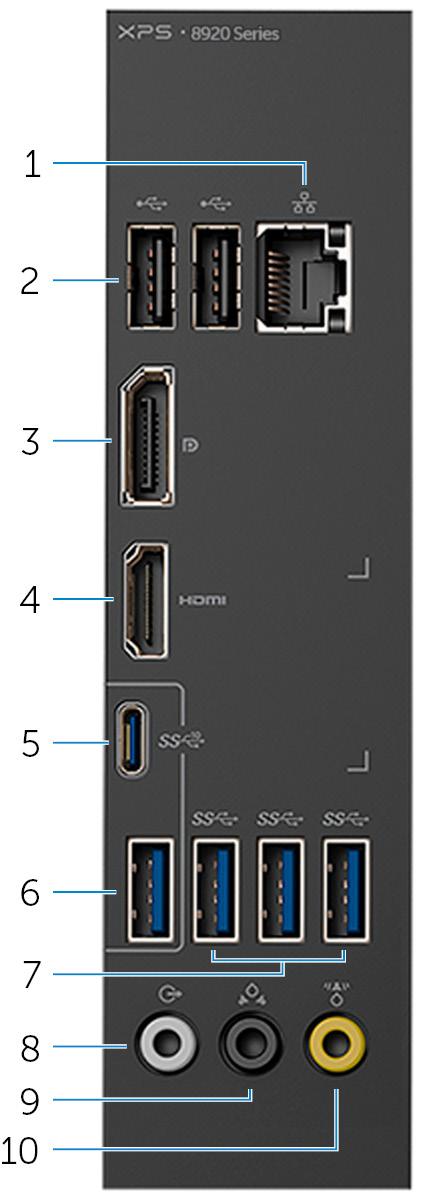 Πίσω πλαίσιο 1 Θύρα δικτύου Συνδέστε καλώδιο Ethernet (RJ45) από δρομολογητή ή ευρυζωνικό μόντεμ για πρόσβαση σε δίκτυο ή στο Ίντερνετ.