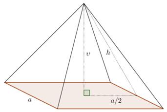 10. Το εμβαδόν της παράπλευρης επιφάνειας κανονικής τετραγωνικής πυραμίδας είναι 260 cm και το παράπλευρο ύψος της είναι 13 cm.