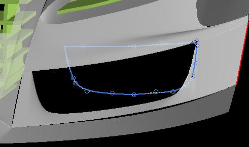 Για το έμπροσθεν πλαίσιο δημιουργήσαμε ένα επίπεδο παράλληλο με τον YZ Plane κοντά στο κέλυφος του αμαξώματος. Εκεί σχεδιάσαμε το πλάισιο του σχήματος 4.3.