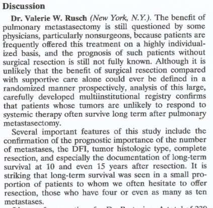 International Registry of Lung Metastases.