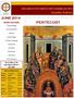 PENTECOST JUNE 2014. Monthly Bulletin ANNUNCIATION GREEK ORTHODOX CHURCH. Inside this issue: Clergy Message. Spiritual Wisdom. Calendar.