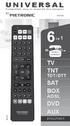 UNIVERSAL TV TNT SAT BOX DVD AUX ADSL TDT / DTT 6EN 1 EVOLUTION 5. Compatible avec la majorité des marques OPTION LEARNING. ZAP 6 learning MET228 SUBT