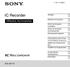 IC Recorder. Οδηγίες λειτουργίας ICD-SX (1) Έναρξη. Βασικές λειτουργίες. Άλλες λειτουργίες εγγραφής. αναπαραγωγής Επεξεργασία αρχείων