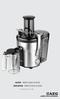 JUICER PERFECTJUICE SF2000 ENTSAFTER PERFECTJUICE SF2000 D GR NL F GB