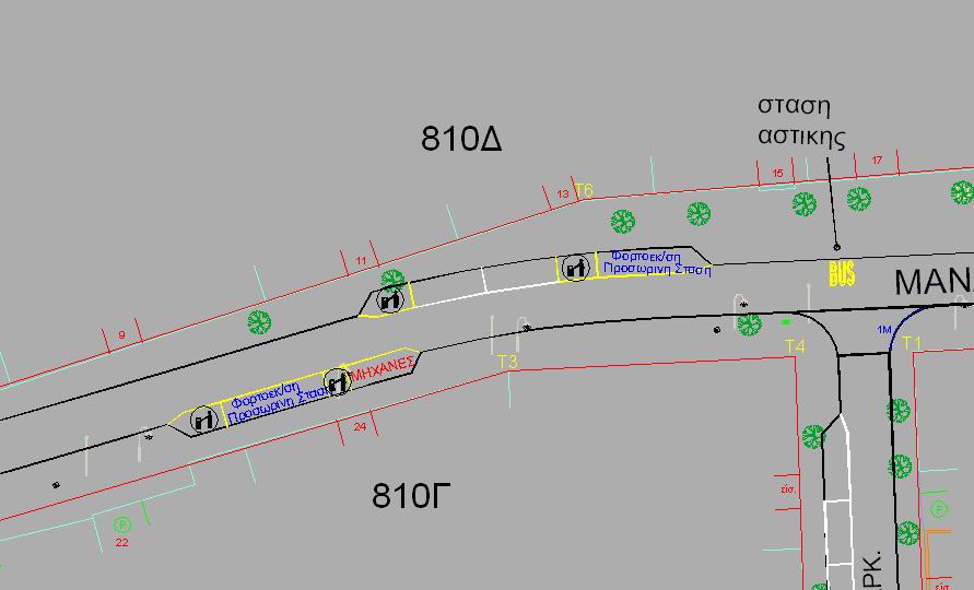 7/ στο τμήμα από Μπότσαρη έως Παπαναστασίου (ΟΤ 810Γ & ΟΤ 810Δ) ΟΤ 810Γ (όπως απεικονίζονται στο σχέδιο)
