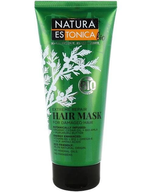 Μάσκα μαλλιών Natura Estonica bio Extreme Repair Μάσκα μαλλιών Extreme Repair για φθαρμένα μαλλιά Ο συνδυασμός ελαίου βιολογικού