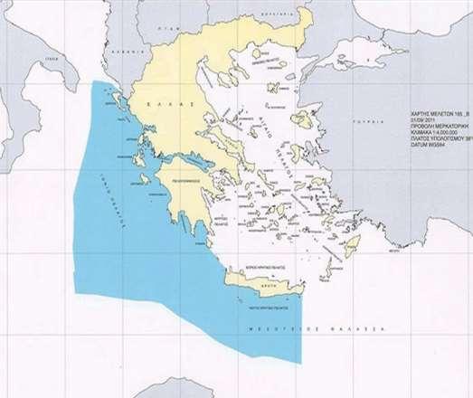 WP 18:Layout 4 2/6/14 12:41 PM Page 40 Σχήμα 14: H παράκτια περιοχή ερευνών στην Δυτική Ελλάδα και Νοτίως της Κρήτης (βλέπε γραμμοσκίαση) Πηγή: ΥΠΕΚΑ, 2011 Συμπερασματικά, οι εκτιμήσεις γεωλόγων