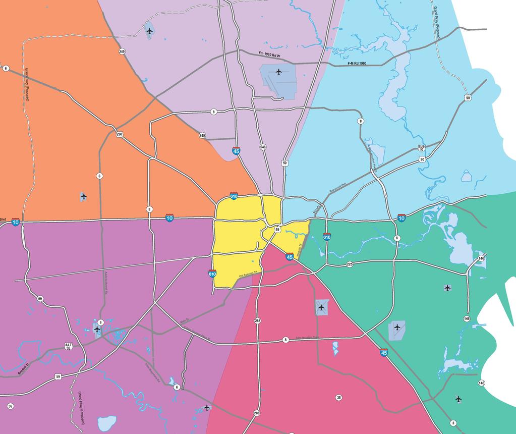 The Houston Industrial Sub-market Map CBD IND (1) NORTH CORRIDOR IND (2) NORTH EAST CORRIDOR IND (3) NORTH WEST CORRIDOR IND (4) SOUTHEAST CORRIDOR IND (5)
