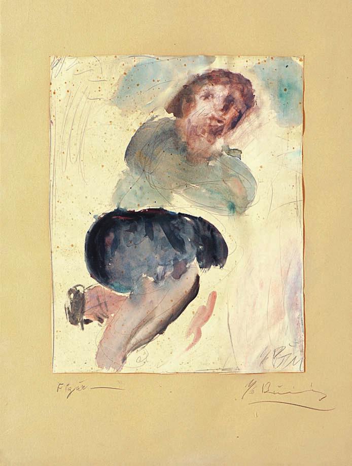 ΒΕΡΓΟΣ 9 ΜΑΪΟΥ 2015 * 6 Γιώργος Μπουζιάνης (1885-1959) Φιγούρα υπογεγραμμένο κάτω δεξιά και στο πασπαρτού: Yο. Busianis τίτλος στο πασπαρτού: Figur υδατογραφία και μολύβι σε χαρτί, 43 x 34,5 cm. 8.