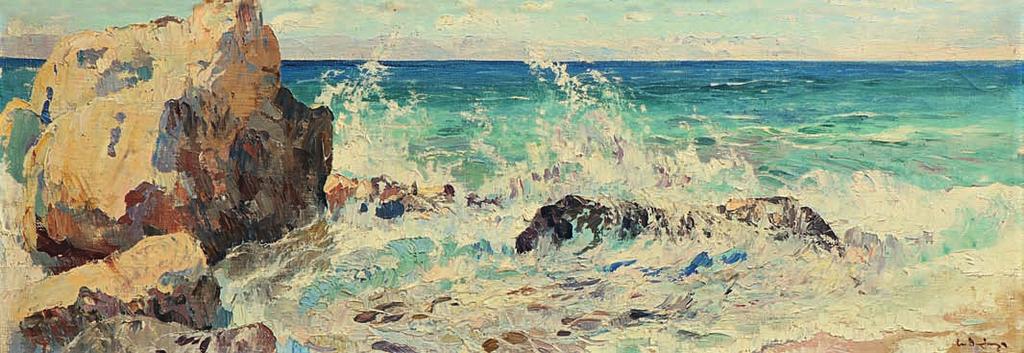 * 28 Επαμεινώνδας Θωμόπουλος (1878-1974) Κύματα στα βράχια υπογεγραμμένο κάτω