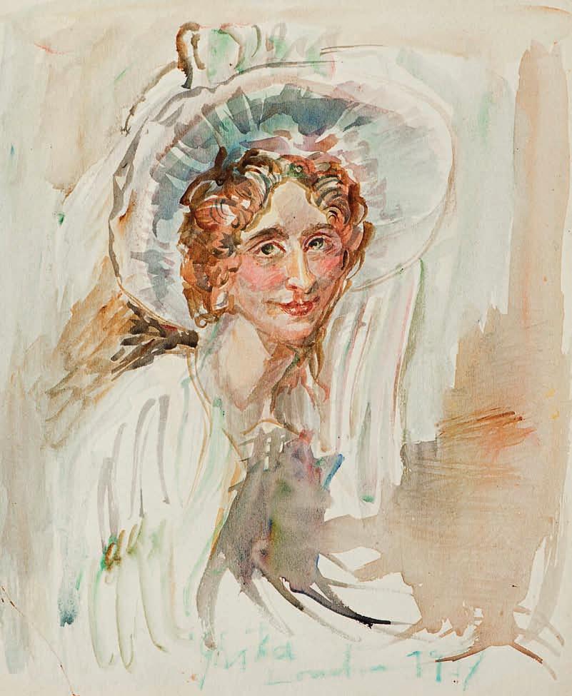 * 46 Νίκος Χατζηκυριάκος Γκίκας (1906-1994) Κυρία με καπέλο υπογεγραμμένο και χρονολογημένο κάτω: Ghika / London 1979