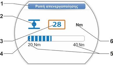 Ρύθμιση Σταδιακά Ανάλογα με τις παραμέτρους, η αλλαγή των τιμών παραμέτρων πραγματοποιείται σε προεπιλεγμένα βήματα, όπως, π.χ., κατά τη ρύθμιση της ροπής απενεργοποίησης.