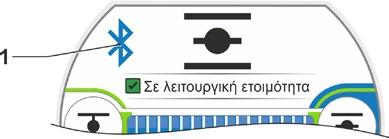 Η βασική ρύθμιση είναι το Bluetooth ενεργό. Η παρακάτω ακολουθία χειρισμών περιγράφει την απενεργοποίηση του Bluetooth. Εικ.: Ένδειξη στην οθόνη: Επικοινωνία μέσω Bluetooth Ακολουθία χειρισμών 1.