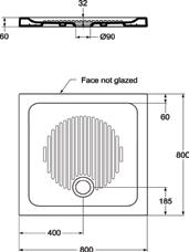 πορσελάνης τετράγωνη 80x80x6 cm T266001 232,00 Ντουζιέρα