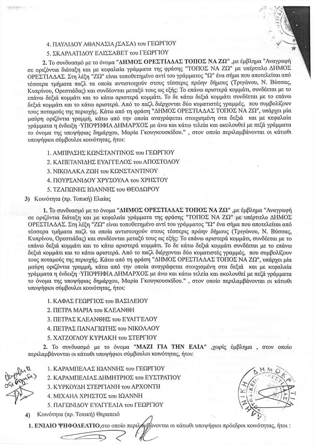4. ΠΑΥΛΙΔΟΥ ΑΘΑΝΑΣΙΑ,(ΣΑΣΑ) του ΓΕΩΡΓΙΟΥ νν' 5. ΣΚΑΡΑΑΤΙΔΟΥ ΕΛΙΣΣΑΒΕΤ του ΓΕΩΡΓΙΟΥ 2.