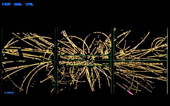 The discovery of the W particle in the UA1 detector from the October-December 1982 run of the proton-antiproton collider, producing a high transverse energy electron