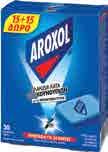 ΑROXOL 300ml για ακάρεα & σκόρο 35%* Σετ συσκευή & υγρό ανταλλακτικό AROXOL 60 νύχτες 40%* Ταµπέτες AROXOL µατ 15+15 Υγρό ανταλλακτικό AROXOL 60 νύχτες -35% -40% 5.12 7.88 3.59 5.98 2.37 3.16 3.05 4.
