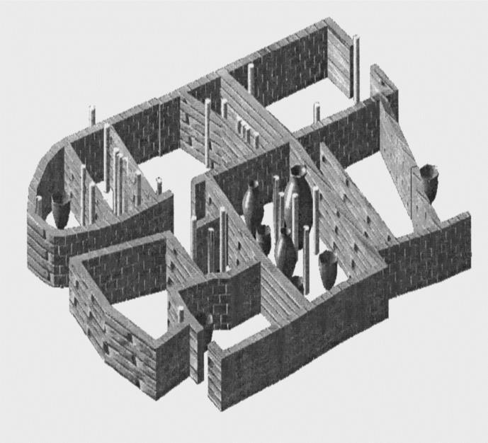 2. Εποχή του Ορείχαλκου Εποχή Χαλκού (2.000 1.000 π.χ.) Στην αρχιτεκτονική μορφή οι οικίες θεμελιώνονται με μεγάλους λίθους και οι τοίχοι κτίζονται με ωμούς πλίθους (άψητα τούβλα με άχυρο και πηλό).